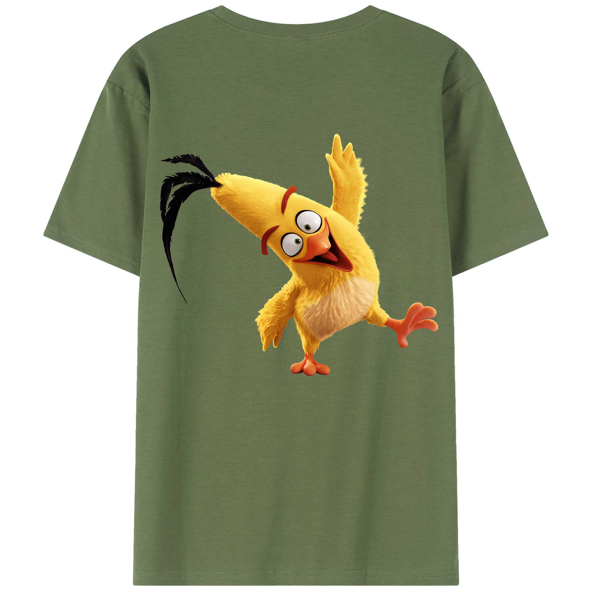（画像用） Angry Birds アングリーバード 綿100％ メンズ半袖Tシャツ（バックプリント） 通気性